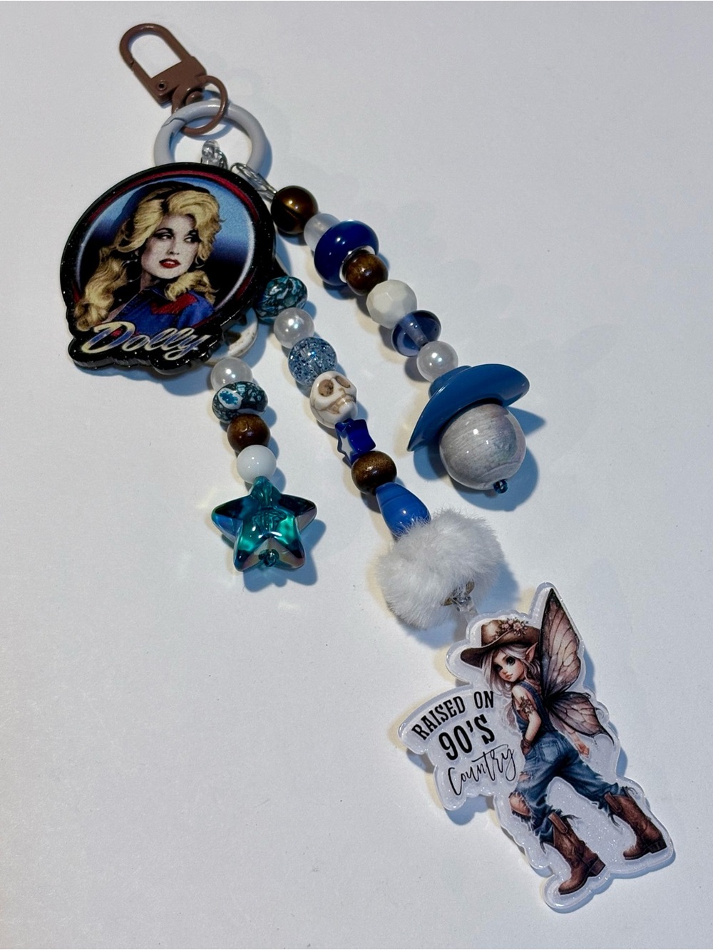 Dolly Parton Blue Beaded Bag Charm